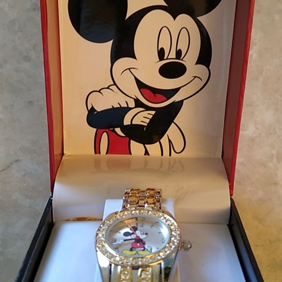 NIB Disney Silver&Gold-tone Mickey Mouse Watch - Picture 7 of 8